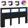 vidaXL Hoofdbordkast met LED 180x17x102 cm eikenkleurig zwart