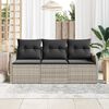 vidaXL Tuin Sofa Set met kussen 3 pcs Lichtgrijs poly rattan