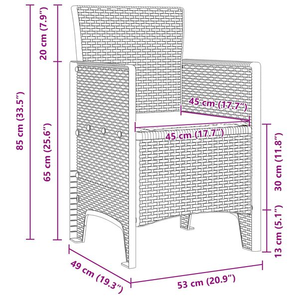 vidaXL Tuin Eetset 9 pcs Lichtgrijs Polt riet