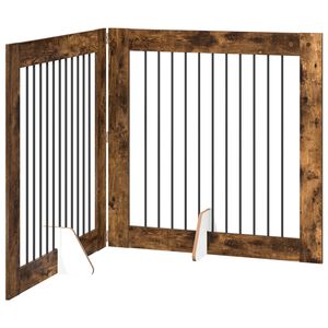 vidaXL Opvouwbaar hondenhek met standaards 2 st Gerookt eiken 200,5 cm