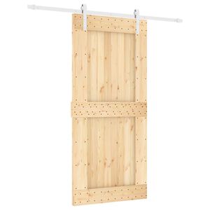 vidaXL Schuifdeur Natuurlijk en Wit 95 x 210 cm Massief Grenenhout