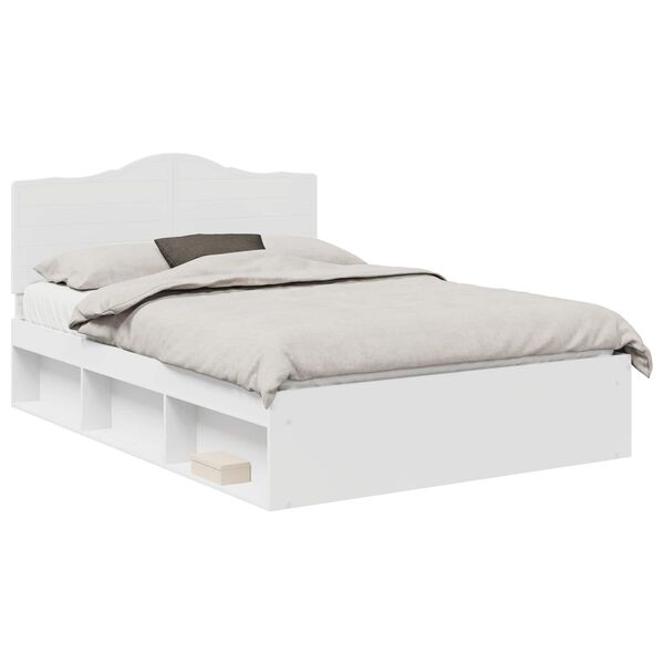 vidaXL Bedframe met hoofdeinde Wit 140 x 190 cm Massief grenenhout
