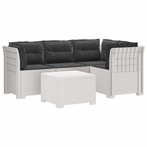 vidaXL 4-Persoons Tuinbank met Kussens Rieten Look PP Wit
