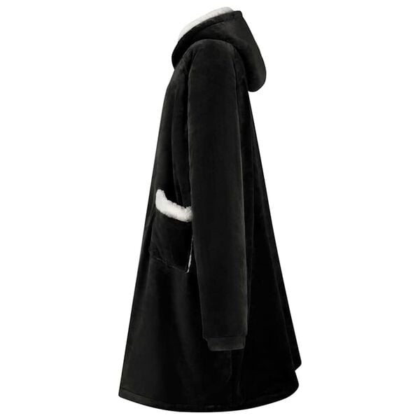 vidaXL Deken hoodie Zwart s Fleece en Flanel