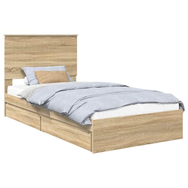 vidaXL Opslag bed met lade Sonoma Eiken 100 x 200 cm Bewerkt hout