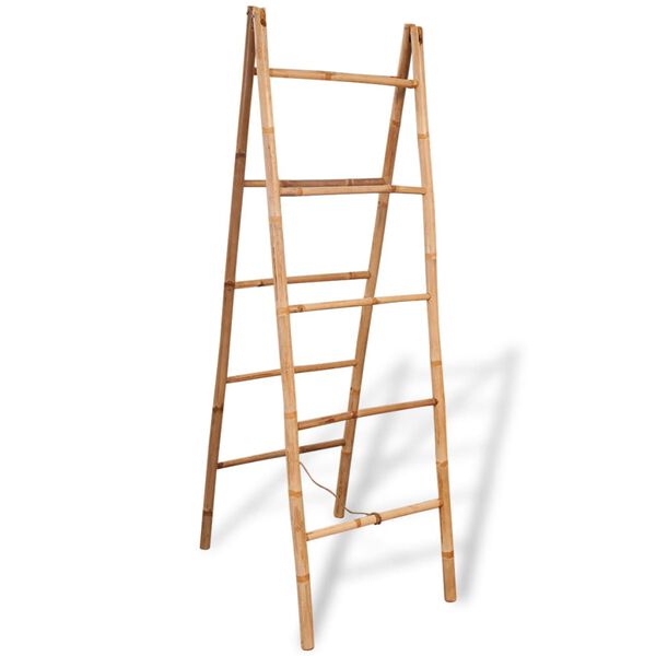 vidaXL Dubbele handdoekenladder met 5 tredes 50x160 cm bamboe