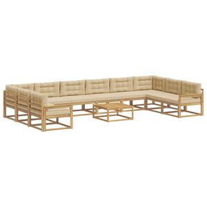 vidaXL Buiten bankenset 11 st Wit en Beige