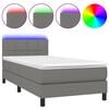 vidaXL Boxspring met matras en LED stof donkergrijs 90x190 cm