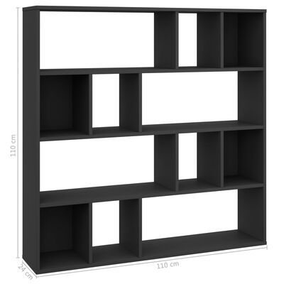 vidaXL Kamerscherm/boekenkast 110x24x110 cm bewerkt hout zwart