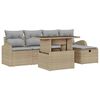 vidaXL Tuin Sofa Set met kussen met opslag 6 pcs Beige Poly riet