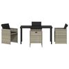 vidaXL Tuin eettafelset met kussen 5 pcs Lichtgrijs poly rattan