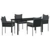 vidaXL Tuin eettafelset 5 pcs Zwart en Grijs PE Rattan