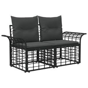 vidaXL Buiten loveseat 2 pcs Zwart en Donkergrijs poly rattan
