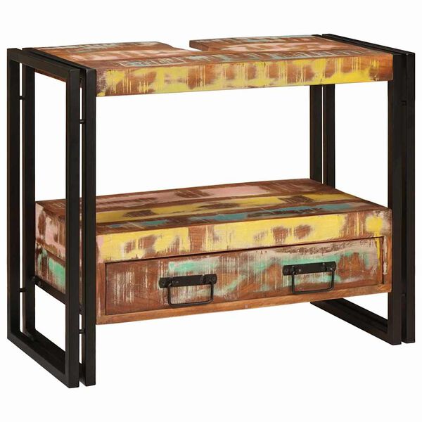 vidaXL Wastafelonderkast met lade Massief gerecycled hout en IJzer