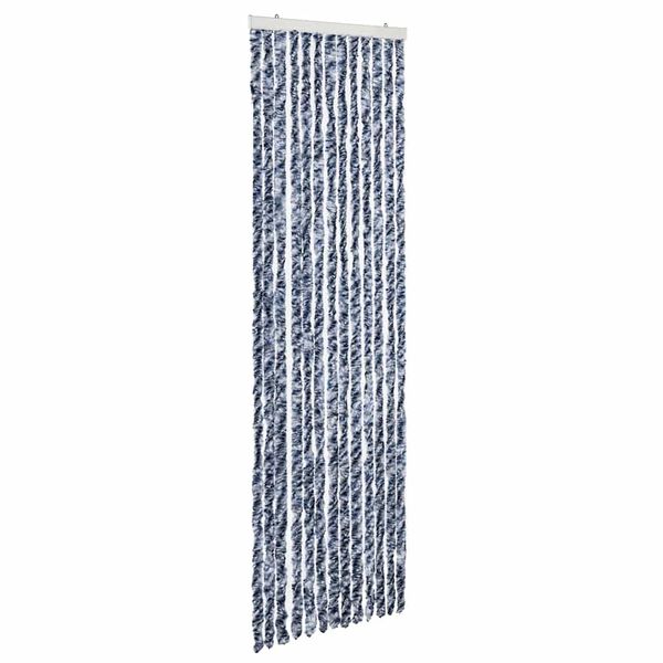 vidaXL Vliegengordijn 56x185 cm chenille blauw, wit en zilver