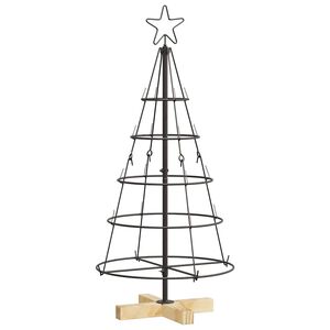 vidaXL Kerst Cone Boom met standaard Zwart 90 cm Staal
