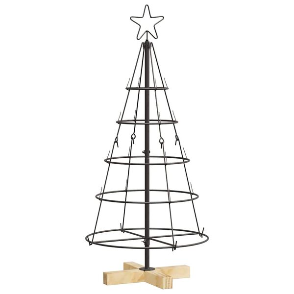 vidaXL Kerst Cone Boom met standaard Zwart 90 cm Staal
