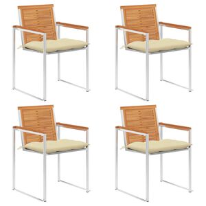 vidaXL Tuinstoelen 4 st met kussens massief acaciahout