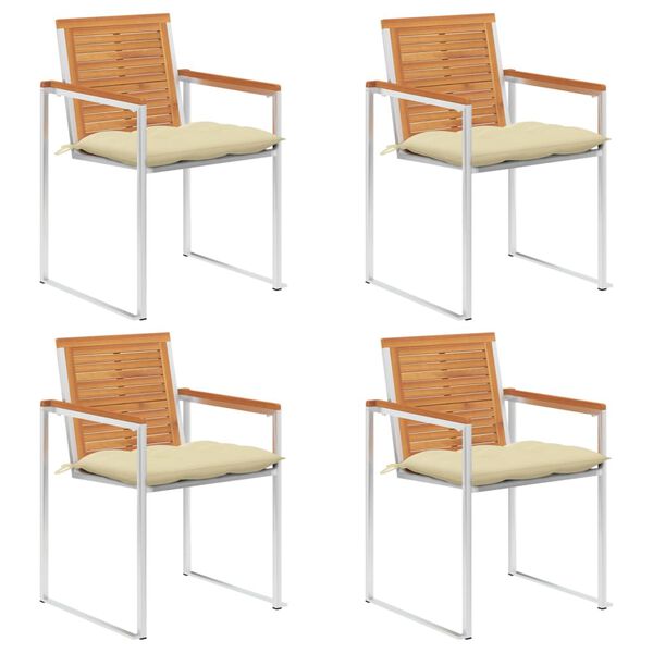 vidaXL Tuinstoelen 4 st met kussens massief acaciahout