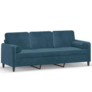 vidaXL Driezitsbank met sierkussens 180 cm fluweel blauw