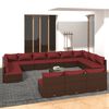 vidaXL 14-delige Loungeset met kussens poly rattan bruin