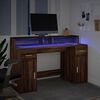 vidaXL Bureau met LED-verlichting 140x55x91 cm hout bruin eikenkleurig