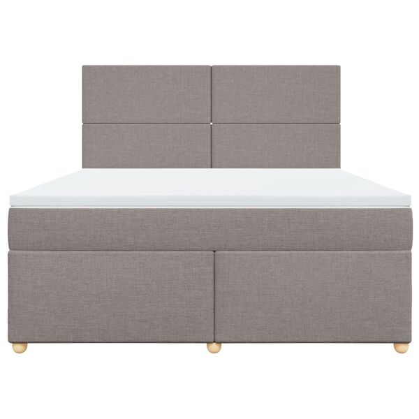 vidaXL Boxspring met matras stof taupe 180x200 cm