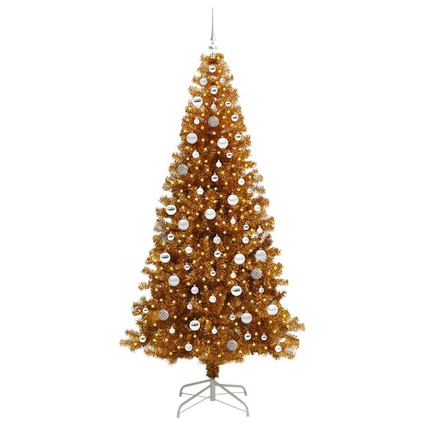 vidaXL Kerstboom met 300 LED met standaard Goud 210 cm PET