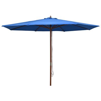 vidaXL Parasol met houten paal 350 cm blauw