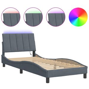 vidaXL Bedframe met LED zonder matras "Hanko" donkergrijs 80x200 cm