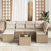 vidaXL Bankstel 7 pcs Beige poly rattan