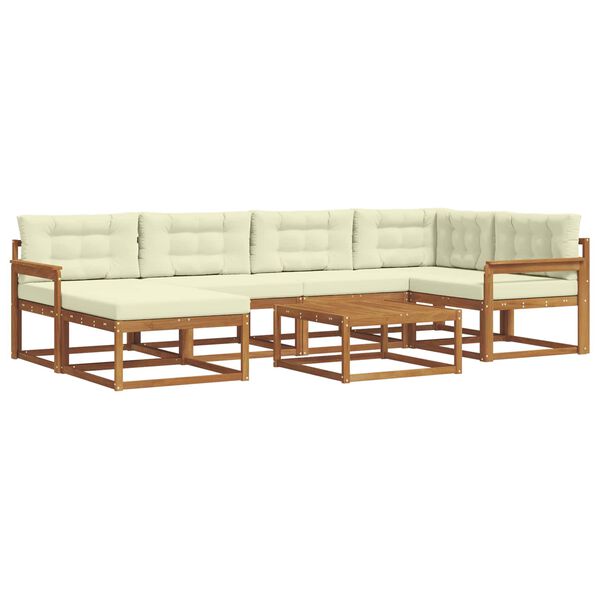 vidaXL Buiten bankenset met kussen 7 pcs Natuurlijk en Cr&egrave;me