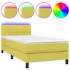 vidaXL Boxspring met matras en LED stof groen 90x200 cm
