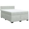 vidaXL Boxspring met matras fluweel lichtgrijs 140x190 cm