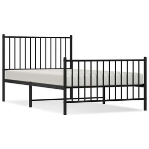 vidaXL Bedframe met hoofd- en voeteneinde metaal zwart 100x190 cm