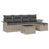 vidaXL Tuin Sofa Set met kussen met opslag 6 pcs Lichtgrijs Poly riet