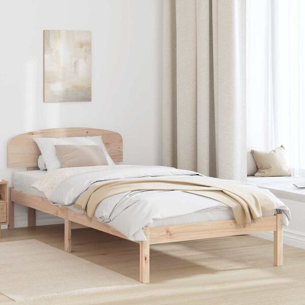 vidaXL Bedframe met hoofdeinde Naturel 75 x 190 cm Massief grenenhout