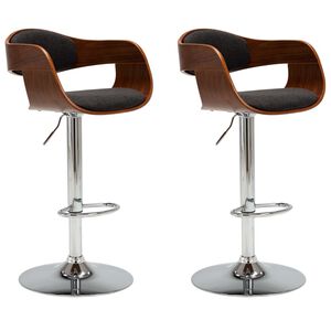 vidaXL Barstoelen 2 st gebogen hout en stof grijs