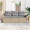 vidaXL Tuin Sofa Set met kussen met opslag 3 pcs Beige Poly riet