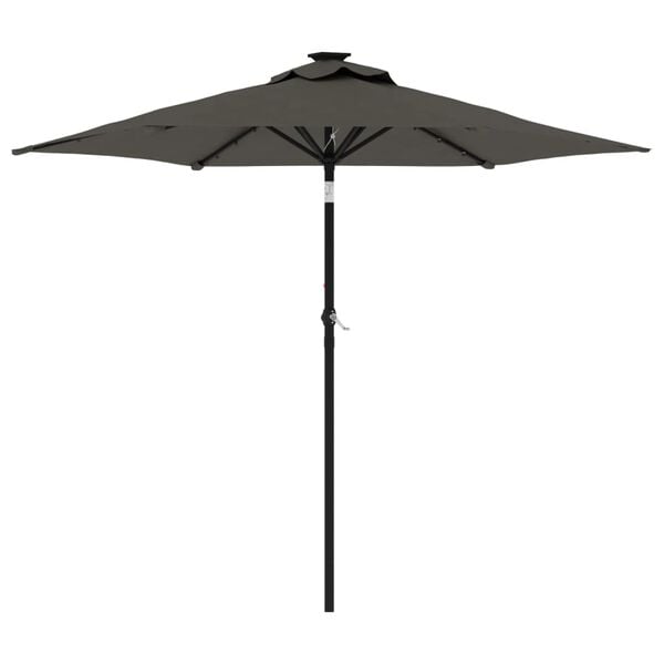 vidaXL Parasol met LED's en stalen paal 225x225x212cm antracietkleurig
