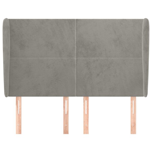 vidaXL Hoofdbord met randen 147x23x118/128 cm fluweel lichtgrijs