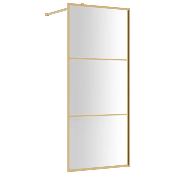 vidaXL Inloopdouchewand transparant 80x195 cm ESG-glas goudkleurig