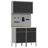 vidaXL Werk kast met lade met slot 5 st Zwart Engineered hout en staal