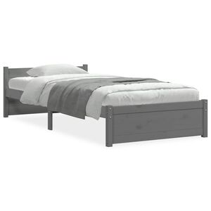 vidaXL Bedframe massief hout grijs 75x190 cm