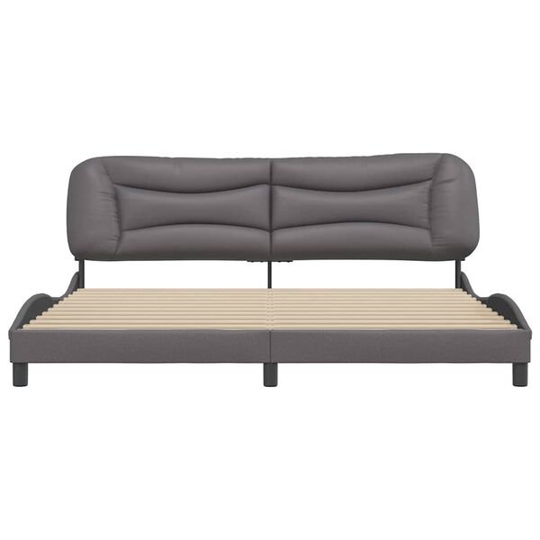 vidaXL Bedframe zonder matras "Hvar" kunstleer grijs 200x200 cm