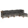 vidaXL 5-delige Loungeset met kussens poly rattan grijs