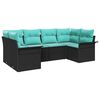vidaXL Tuin Sofa Set met opslag 6 pcs Zwart Poly riet