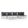 vidaXL 6-delige Loungeset met kussens staal wit