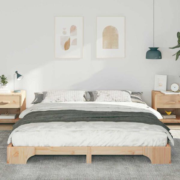 vidaXL Bedframe Bruin 200 x 210 cm Massief grenenhout