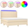 vidaXL Boxspring met matras en LED stof cr&egrave;mekleurig 160x200 cm